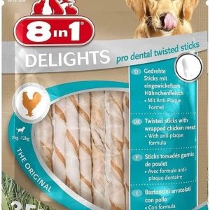 8in1 Dog Delights Dental Twist Sticks Dog Treats -35 Sticks