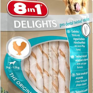 8in1 Dog Delights Dental Twist Sticks Dog Treats -35 Sticks