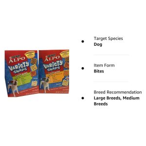 Alpo Variety Snaps Little Bites Beef, Bacon, Cheese, Lamb, Chicken, Liver and Peanut Butter Flavors – 32 Oz. (Pack of 2)