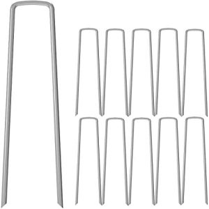 Mysit 50-Pack 12-inch Garden Stakes Lawn Ground Staples 11 Gauge Galvanized Steel Securing Tent Pegs Pins for Garden Weed Fabric Landscape Fabric Netting Ground Sheets