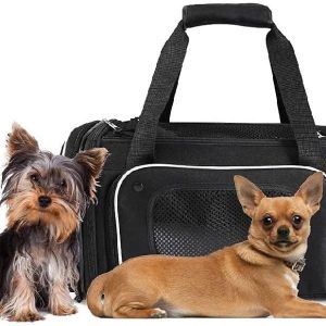 Smiling Paws Pets 4-Way Expandable Airline Approved Soft Sided Pet Carrier, Pet Travel TSA Carrier Bag for Cats, Puppy & Small Animals, Collapsible Kennel, Airplane, Car & Train Travel, 17x11x9 L/W/H