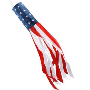 HOOSUN 60 Inch American US Flag Windsock, Outdoor Embroidered Stars & Stripes USA Patriotic Decorations-UV ray- Water Resistant-Fade-Resistant- Tear Resistant (60’‘ US Flag Windsock)