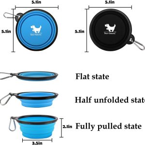 Rest-Eazzzy Collapsible Dog Bowls for Travel, 2-Pack Dog Portable Water Bowl for Dogs Cats Pet Foldable Feeding Watering Dish for Traveling Camping Walking with 2 Carabiners, BPA Free