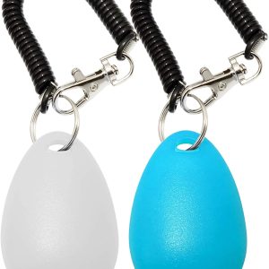 Training Clicker for Pet Like Dog Cat Horse Bird Dolphin Puppy, with Wrist Strap,White + Lake Blue