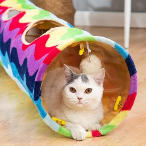 Luckitty Large Cat Toy Collapsible Tunnel Tube with Plush Balls for Small Pets Bunny Rabbits Kittens FerretsPuppy and Dogs