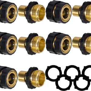 Xiny Tool Hose Quick Connector, 5 Set 10PCS 3/4 Inch Garden Hose Fitting Quick Connector Adapter Male and Female