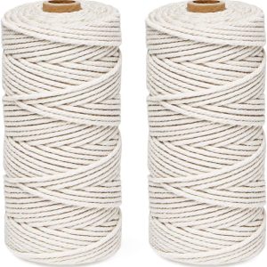 ilauke 3MM Bakers Twine, 200m Cotton Macrame Cord Kitchen Cooking String for Trussing and Tying Poultry Meat Making Sausage DIY Crafts and Decoration (Beige)