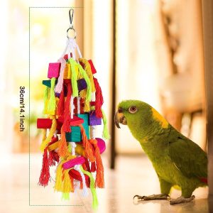 RYPET Large and Small Parrot Chewing Toys – Parrot Cage Bite Toys Wooden Block Tearing Toys for Conures Cockatiels African Grey and Other Amazon Parrots