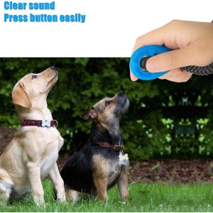 Dog Clicker,EYLEER 4 Pack Pet Dog Cat Training Clickers Set with Wrist Band Big Button for Pet Dog, Cat, Horse, Birds, Rabbit and Other Animal Training Kit