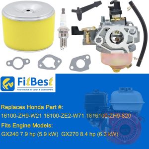 FitBest Carburetor for Honda GX240 GX270 8HP 9HP Engines Replaces 16100-ZE2-W71 1616100-ZH9-820 Carb