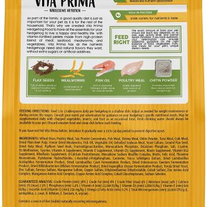 Sunseed Vita Prima Hedgehog Food – High-Protein Poultry, Seafood, and Mealworm Food Blend – Vitamin-Fortified for Happy and Healthy Hedgehogs 1.56 Pound (Pack of 1)