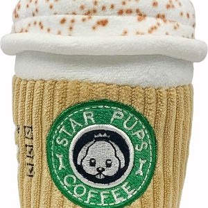 Star Pups Coffee Dog Toy Pup’kin Spice Latte – Fall Dog Toy Funny Dog Toys – Plush Squeaky Holiday Dog Toys for Medium, Small and Large – Cute Dog Gifts for Dog Birthday – Cool Stuffed Parody Dog Toys