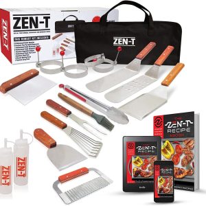 Zen-T – 17 Piece Grill Griddle BBQ Tool Kit – Griddle Accessories for Blackstone – Professional Grade Stainless Steel BBQ Tools – Perfect Grilling Utensils for All Your Grilling Needs