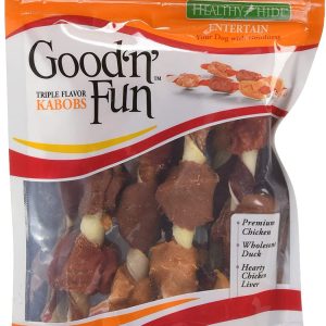 Healthy Hide Good n Fun Triple-Flavor Chews, Chicken, Duck and Liver Kabobs 4-Ounce (3 Pack)