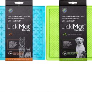 New LickiMat 2-Pack Dog Entertainer, Distractor, Anxiety Reliever and Slow Feeder. Perfect for Treats Like Yoghurt or Peanut Butter. Alternative to Snuffle Mat and Slow Feed Bowl, Green & Turquoise.