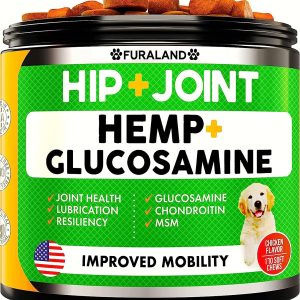 Hemp Hip and Joint Supplement for Dogs – Dog Joint Pain Relief – Glucosamine for Dogs, Chondroitin, Hemp Oil, MSM – Advanced Dog Pain Relief Health – Mobility Support – Made in USA – 170 Soft Chews