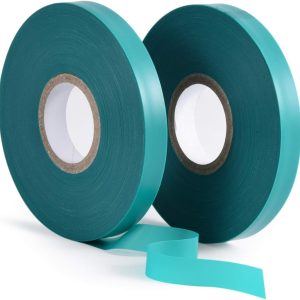 TELENT OUTDOORS 2 Pcs 150 Feet x 1/2″ Wide Stretch Tie Tape Green Plant Garden Tie, Garden Vinyl Stake for Branches, Climbing Planters, Flowers