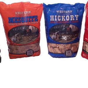 Western BBQ Smoking Wood Chips Variety Pack Bundle (4)- Apple, Mesquite, Hickory, and Cherry Flavors (Original Version)