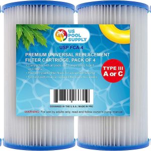 U.S. Pool Supply 4 Pack of Universal Replacement Filter Cartridges, Type A or C – Compatible with Above Ground Swimming Pool Pumps Using Type A or C Filters – Provides Premium Clean Water Filtration
