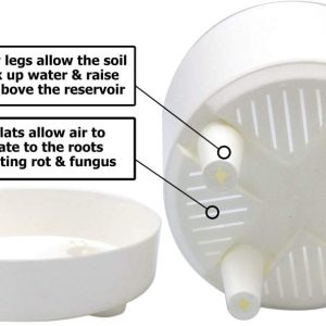 Unique 10″ Self-Watering, Aerating, High Drainage Plant Pot with Deep Saucer (10 Inch, White)