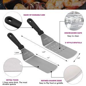 Griddle Accessories Kit, Restaurant Grade Stainless Steel Griddle Spatula Set for Flat Top Grill Professional Spatulas Tool Kit for BBQ Gift Idea for Men Dad Husband Father Chef