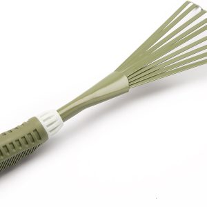 Worth Garden Carbon Steel Hand Leaf Rake,Gardening 9-Teeth Broom with Ergonomic Softouch Grip