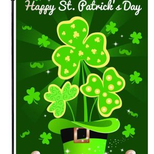 MIDOLO Happy St. Patrick’s Day Garden House Flag Decorative Clovers Irish Green Shamrocks Double-Sided 12 x 18 Inch for Party Home Outdoor Decor, Indoor/Outdoor Yard Flags