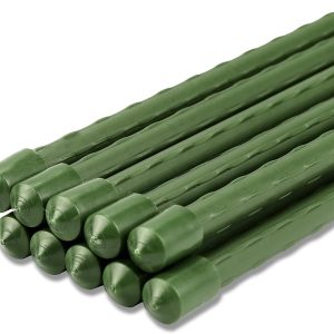 Newtion 4FT 25PCS Steel Core & Plastic Coated Garden Stakes Sturdy Plant Metal Sticks Supporter Plastic Coated for Tomato Cucumber Strawberry Bean Tree